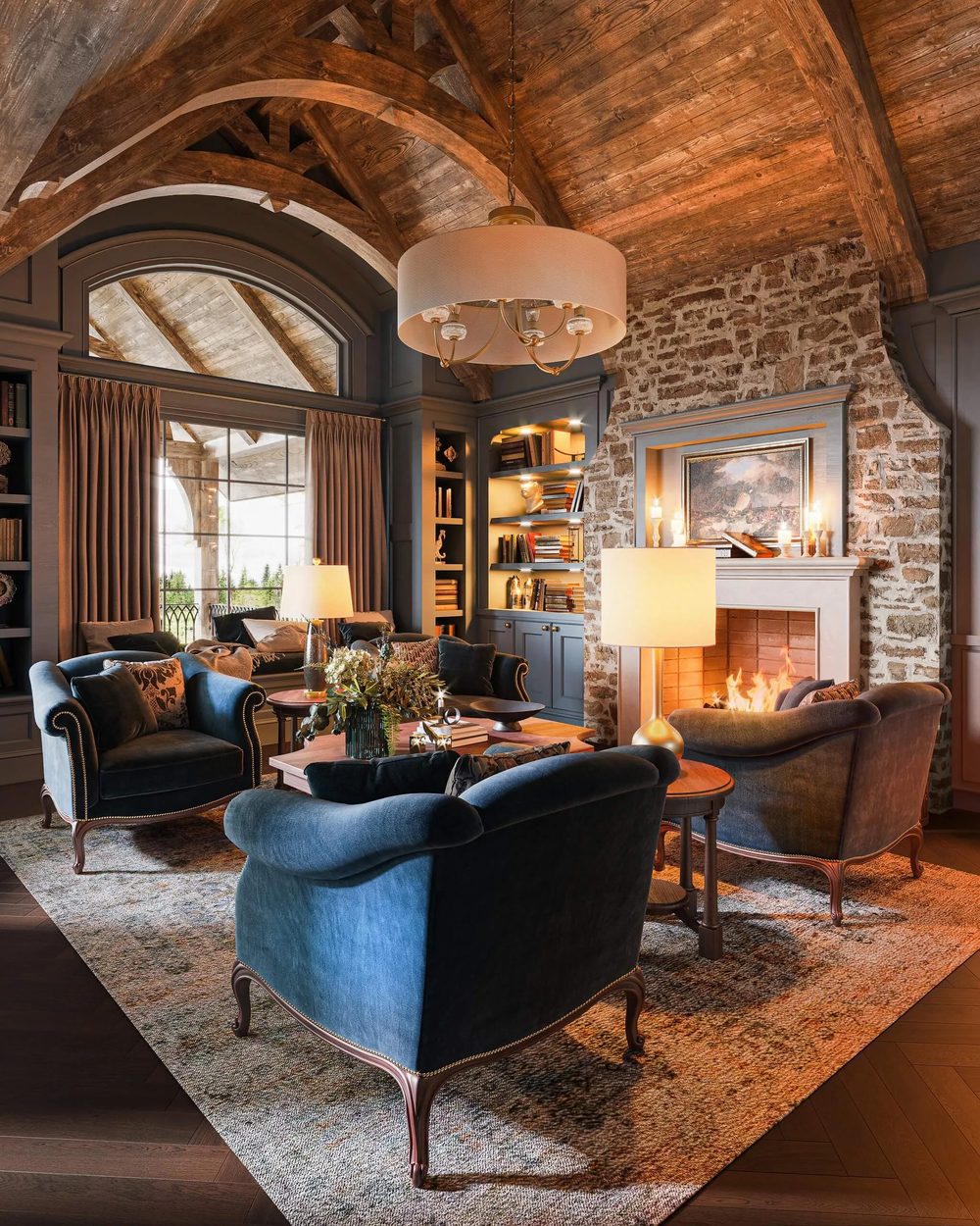 Architectural rendering of a chalet lounge interior