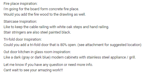 Client's Comment to a 3D Rendering