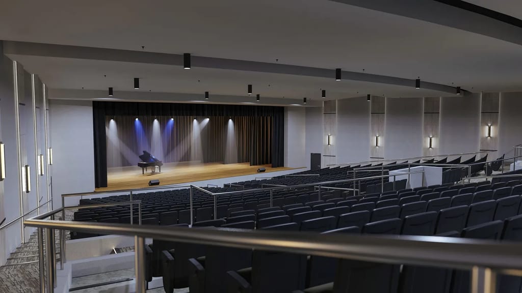 3D interior visualization of an auditorium