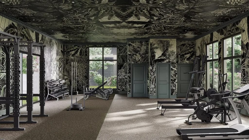 Interior rendering of hotel amenities: a guest gym