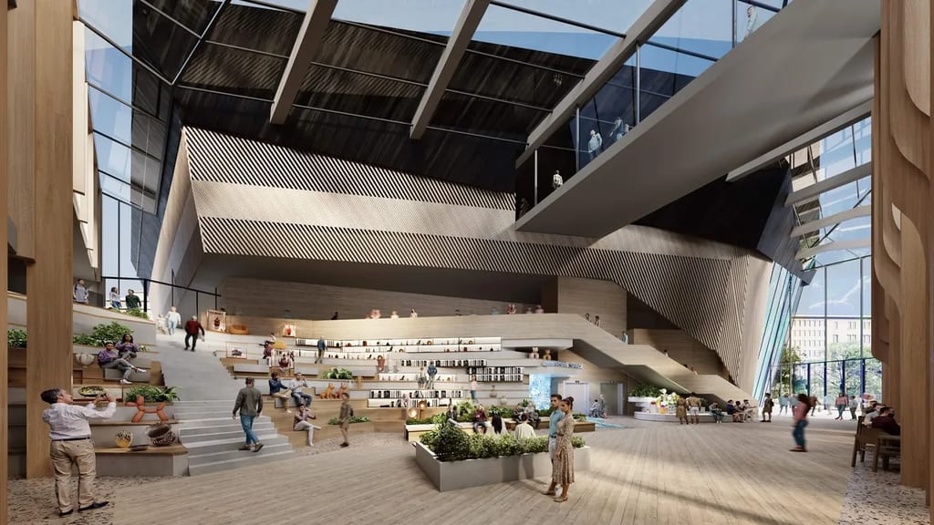 Architectural visualization: interior render of a museum