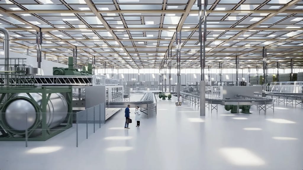 3D interior visualization of a production hall