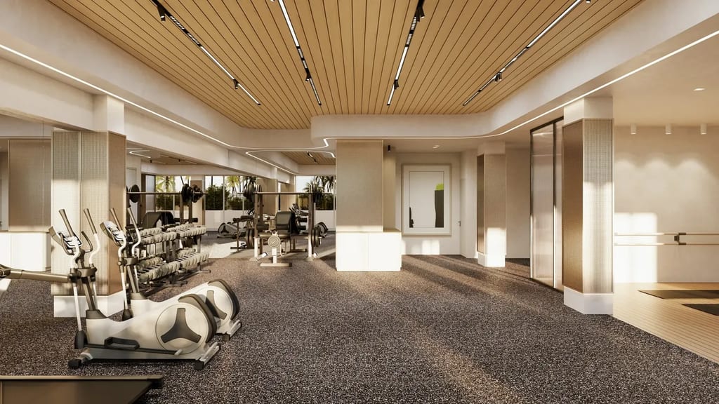 Interior 3D rendering of a residential building gym