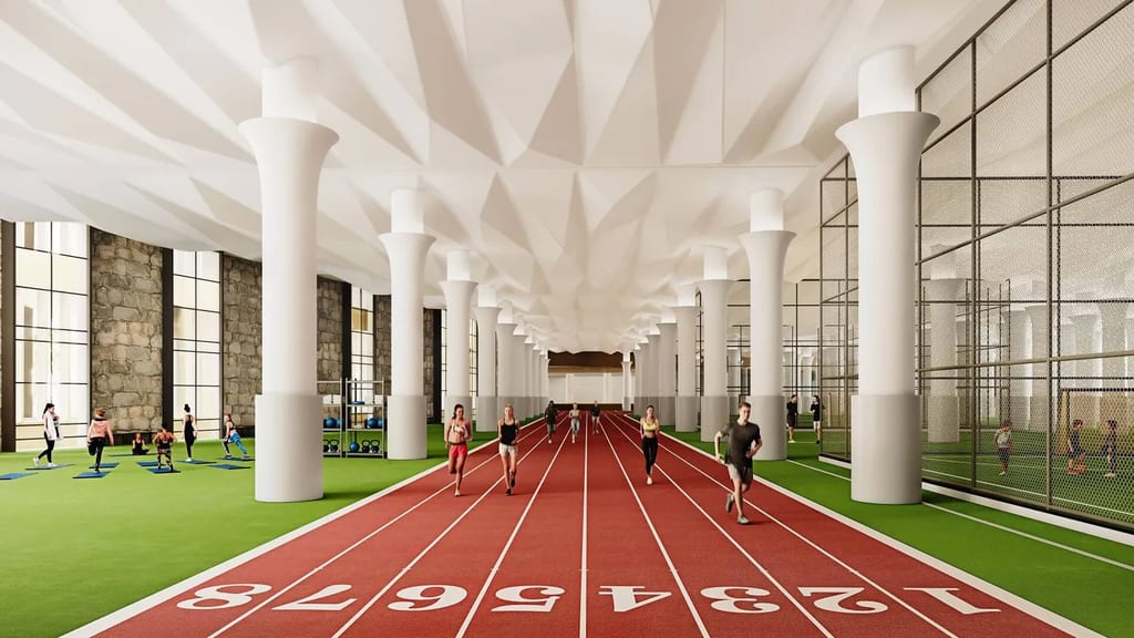 Architectural visualization: interior render of a fitness center