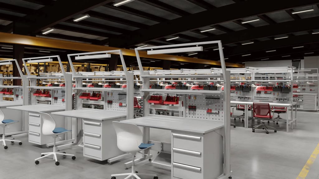 3D interior visualization of a spacious commercial workspace