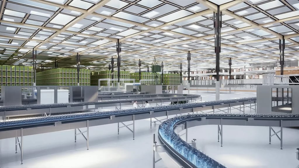 Architectural visualization: interior render of a factory