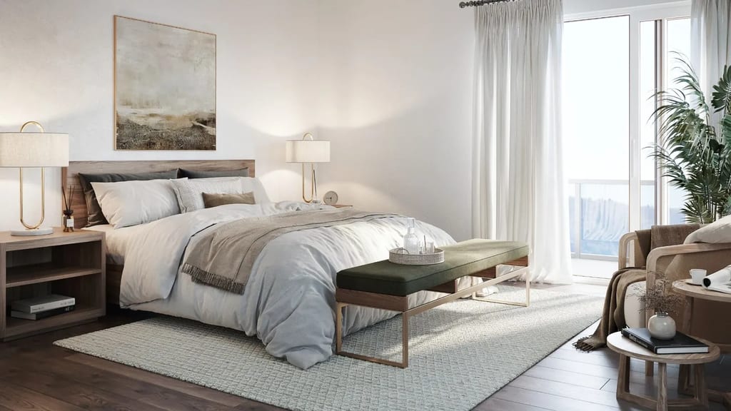 Architectural visualization: interior render of a modern bedroom