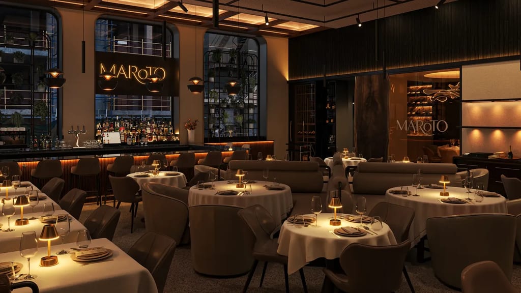 3D interior visualization of a restaurant