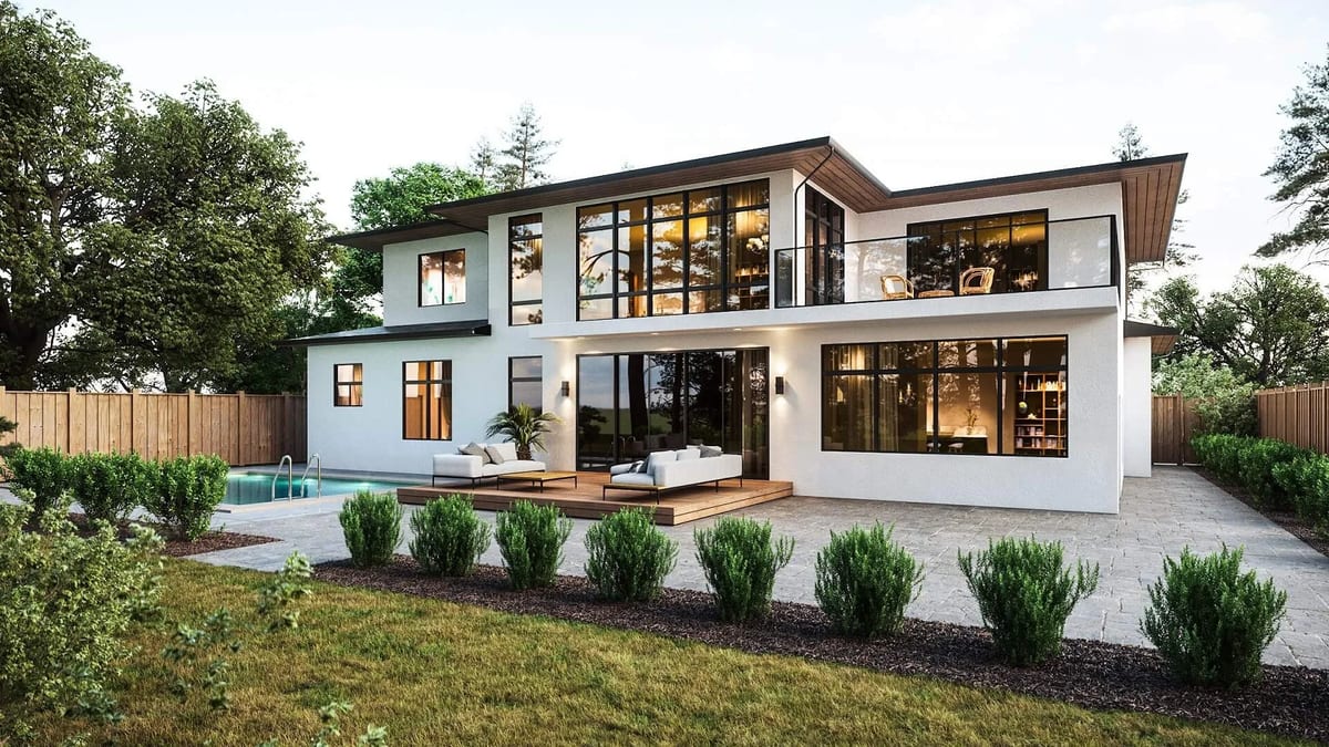 Single family house in California: exterior rendering from a case study