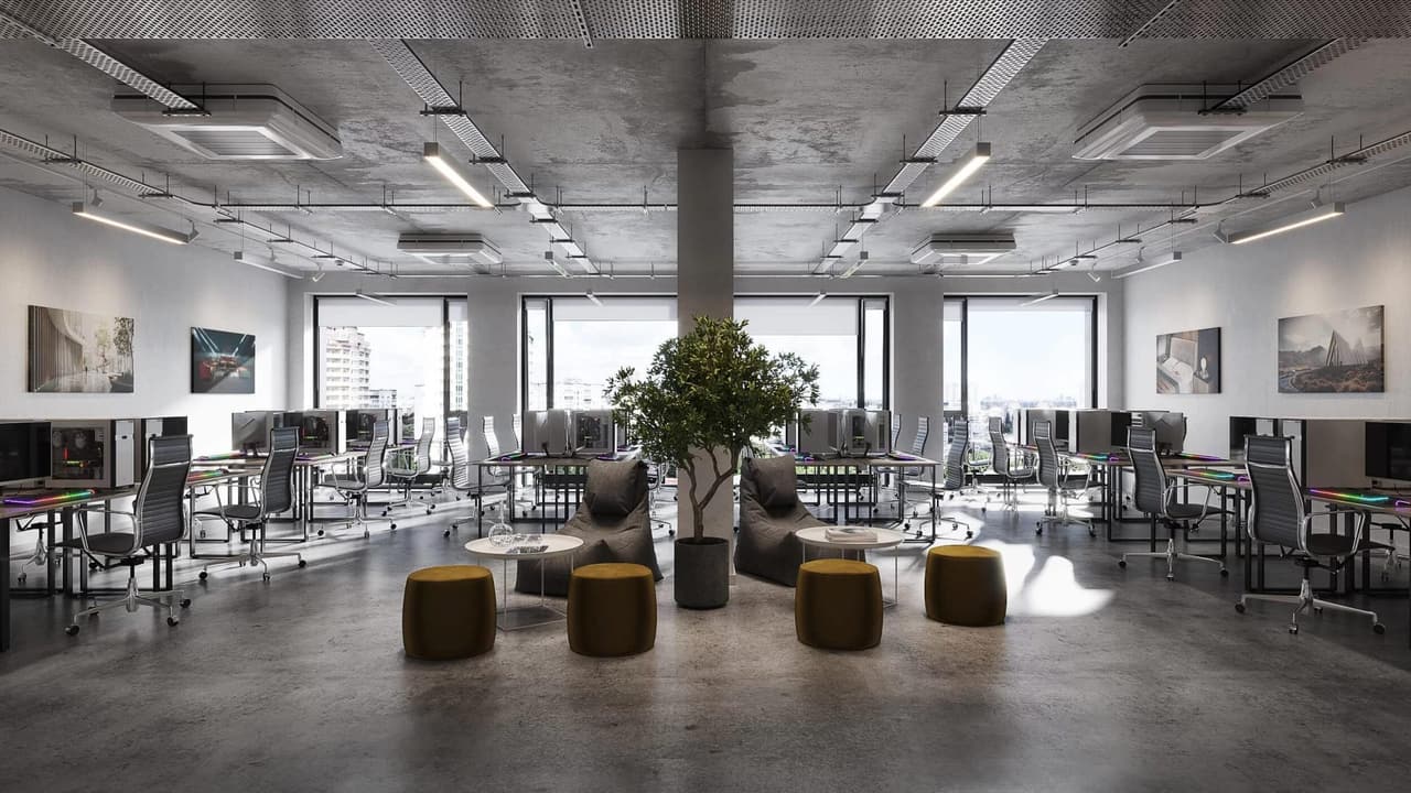 3D design visualization — modern office interior CGI