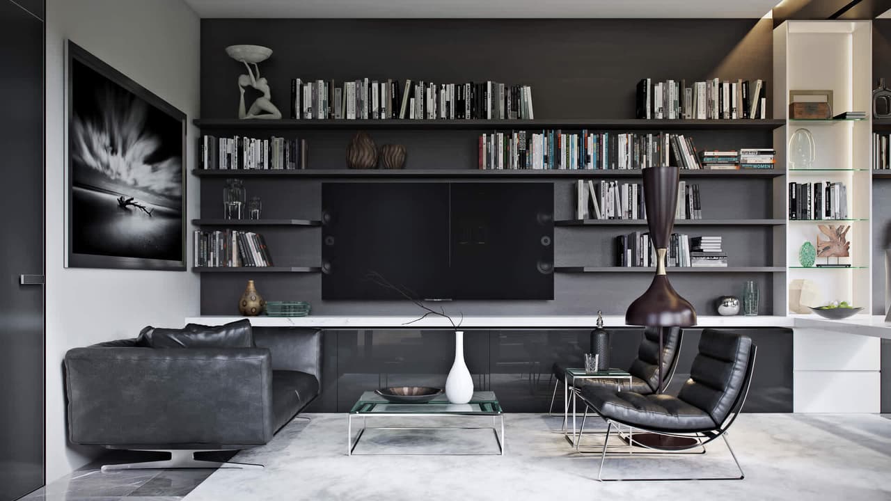 Splendid 3D Rendering Of A Home Office Interior Design View01