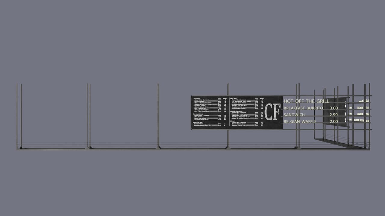 Menu board 3D model — cafe interior design visualization
