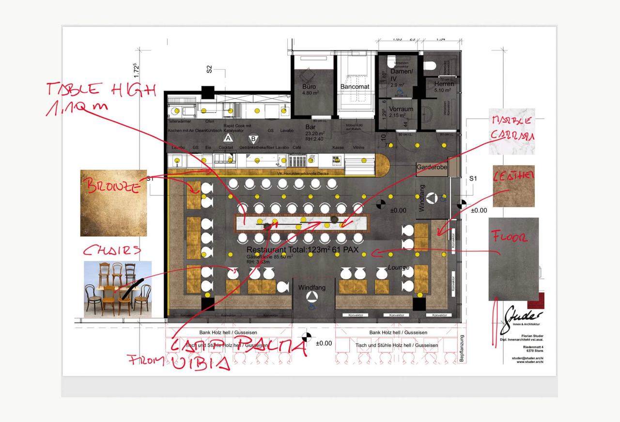 Floor plans reference for cafe interior 3D visualization