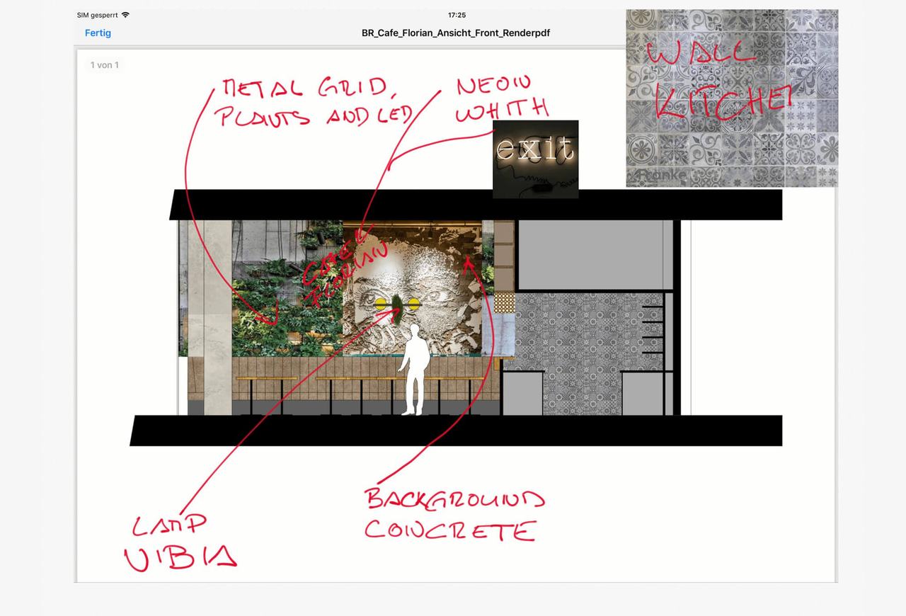 Interior 3D visualization brief — references for Florian cafe