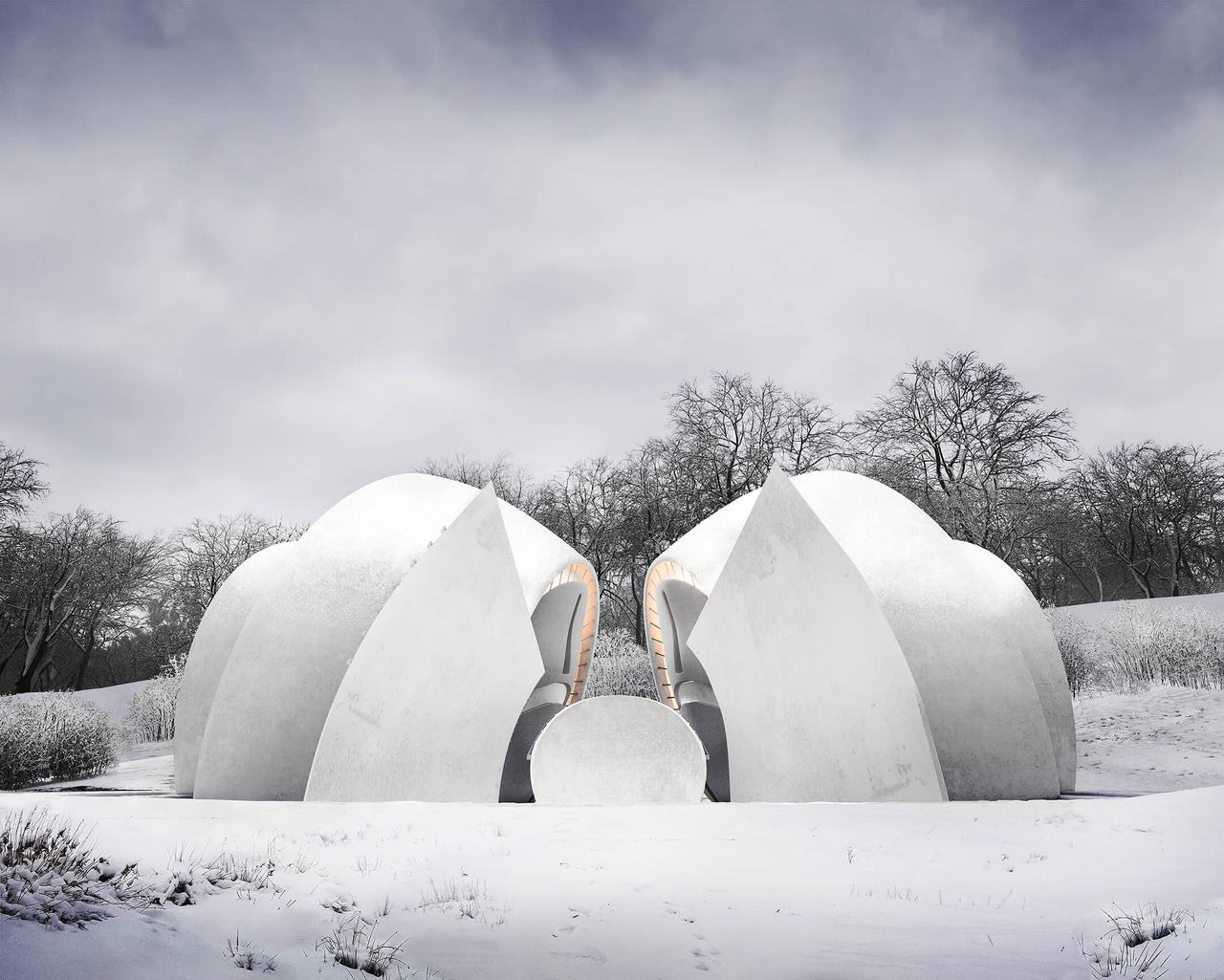 Photoreal Visualization for Architectural Project in Winter