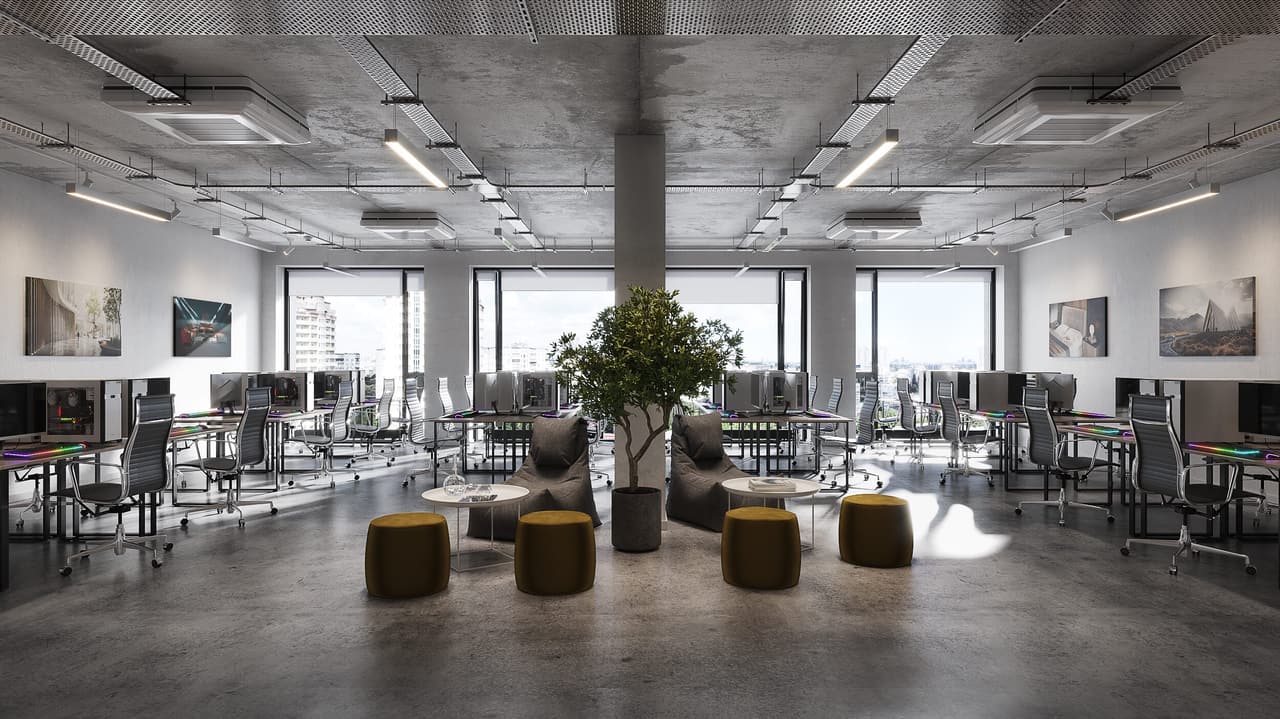 Office rendering — stylish interior 3D visualization workflow