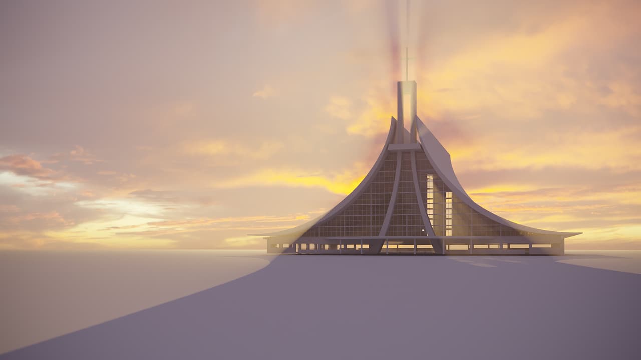Trying the Church Design Model in a 3D Rendering Scene