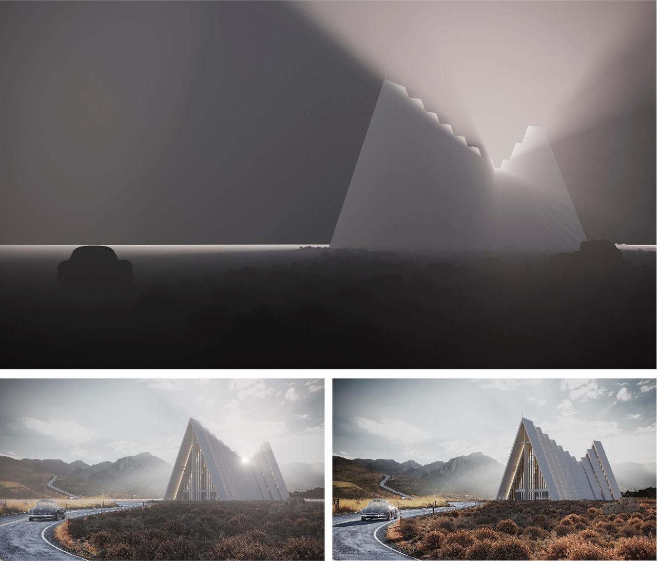 Architectural Design Double Rendering