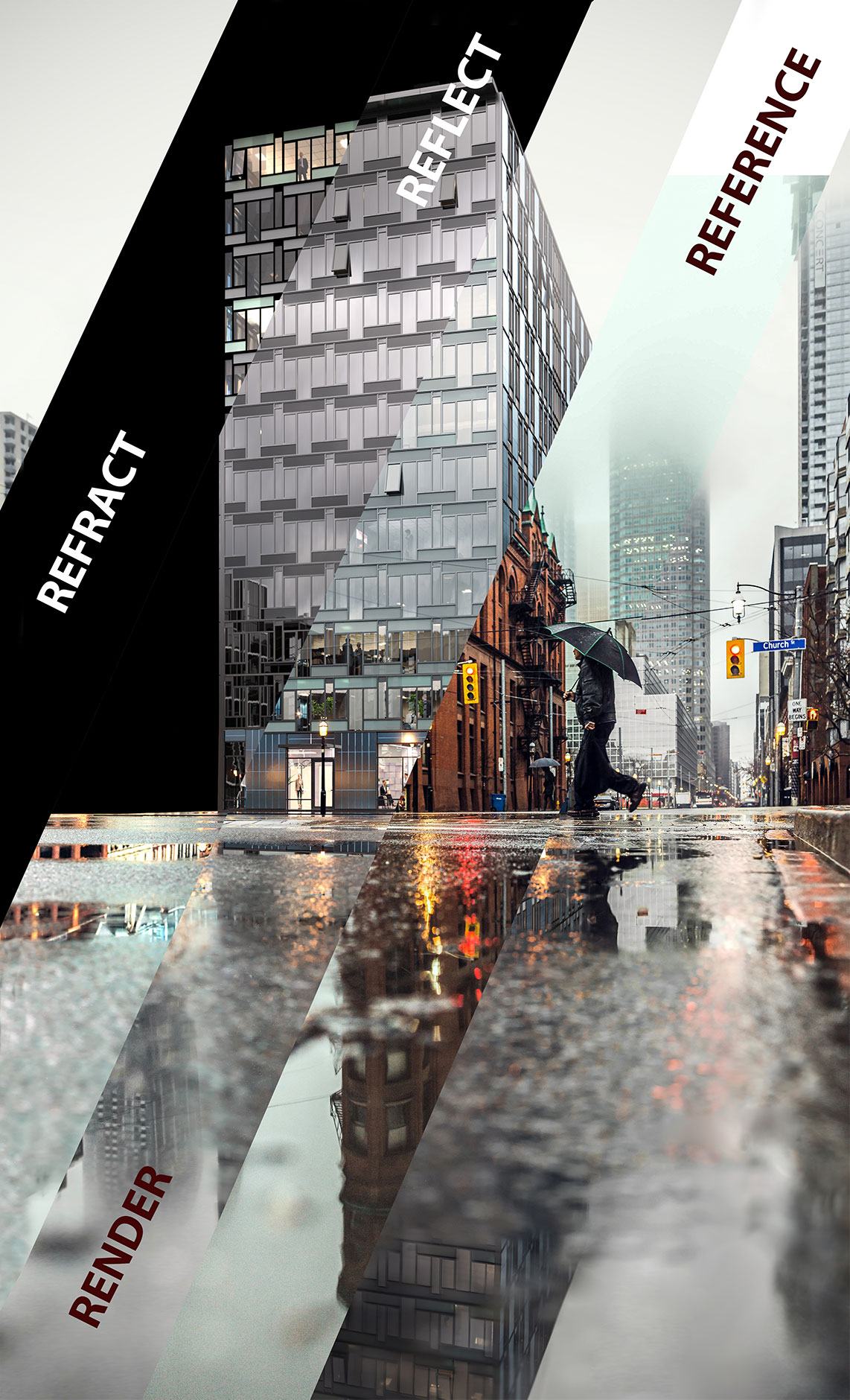 Office Building Rendering Process: Merging Photo with CGI