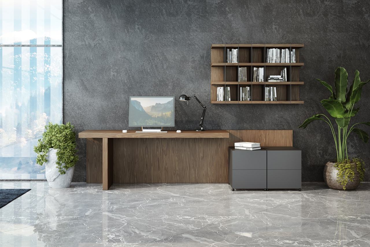 3D Visualization of Home Office with Modern Furnishings