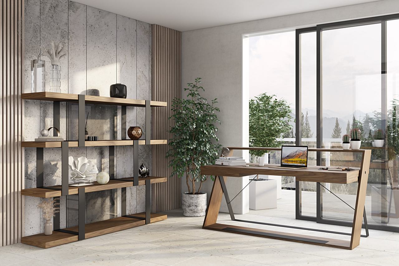 Office 3D Rendering of a Workspace in Contemporary Style