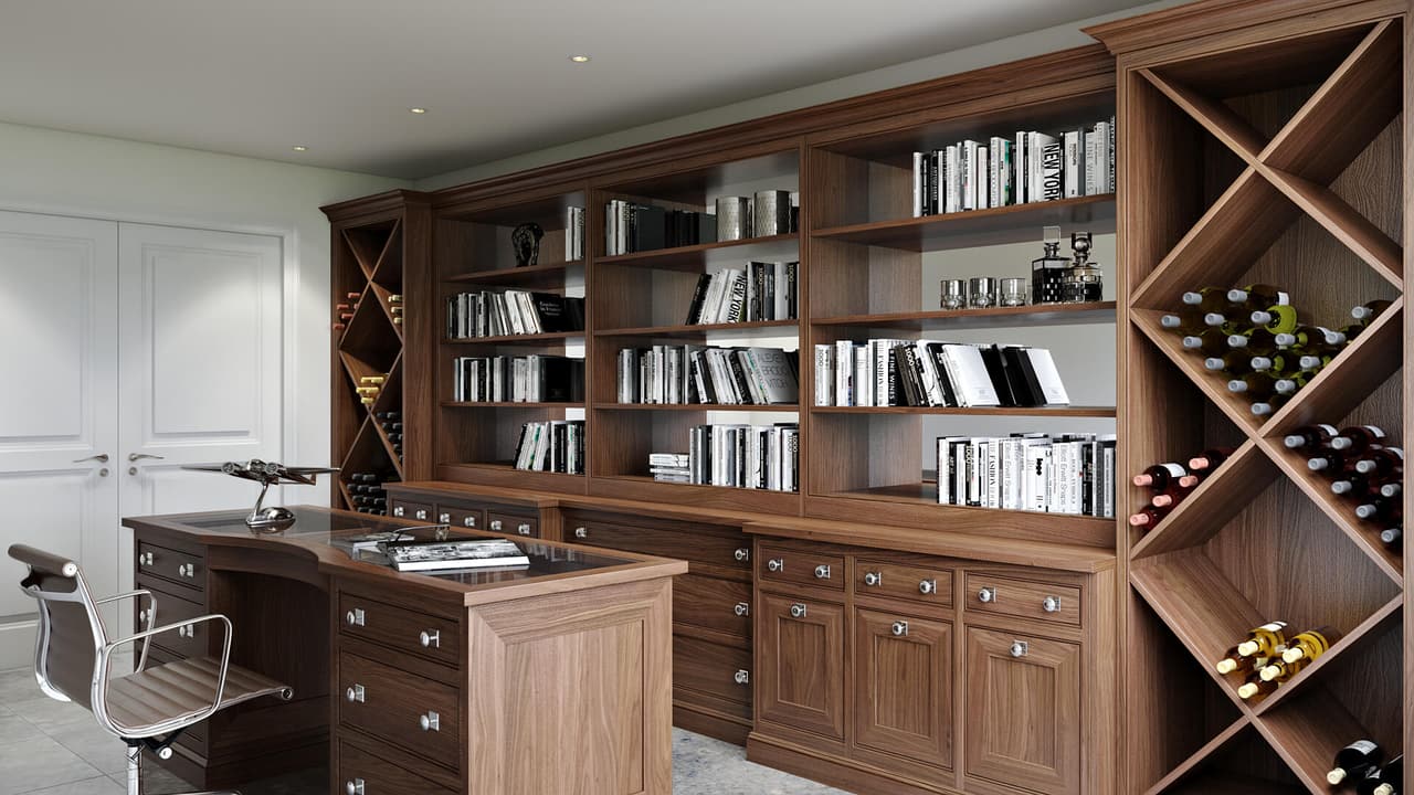 3D Visualization of a Home Office in Neoclassical Style