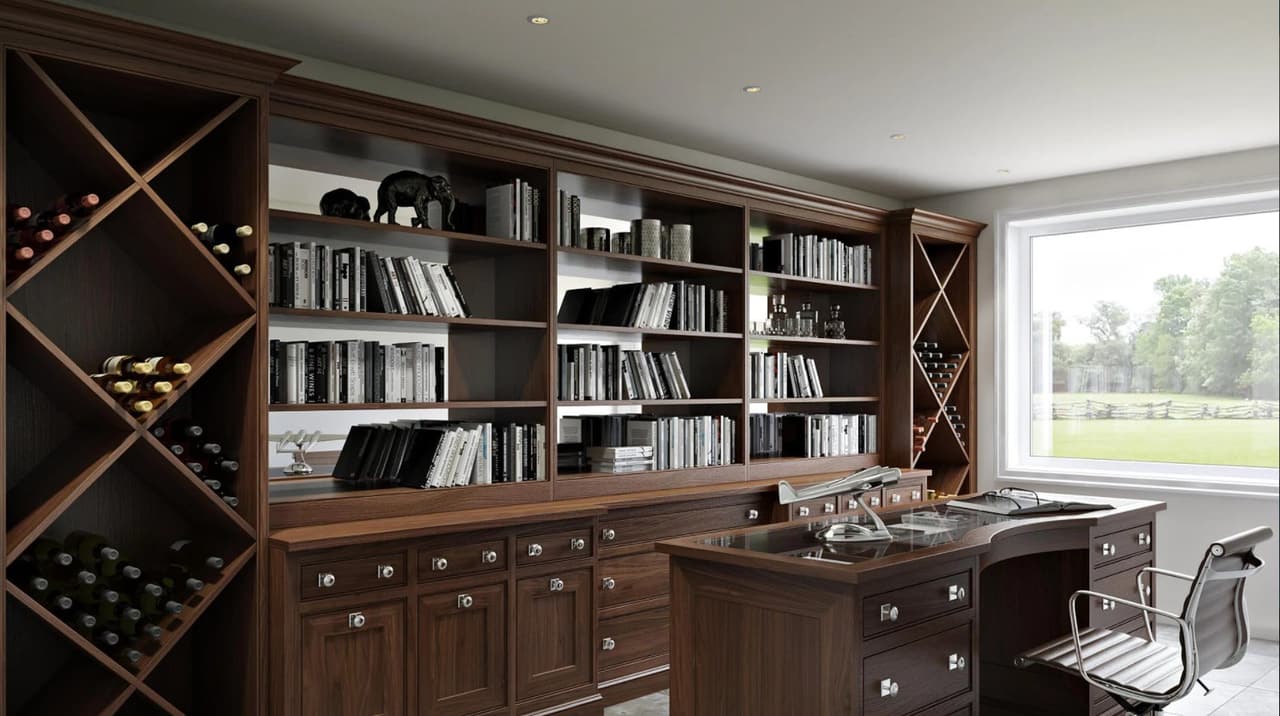 Office 3D Rendering: a Room with a Library