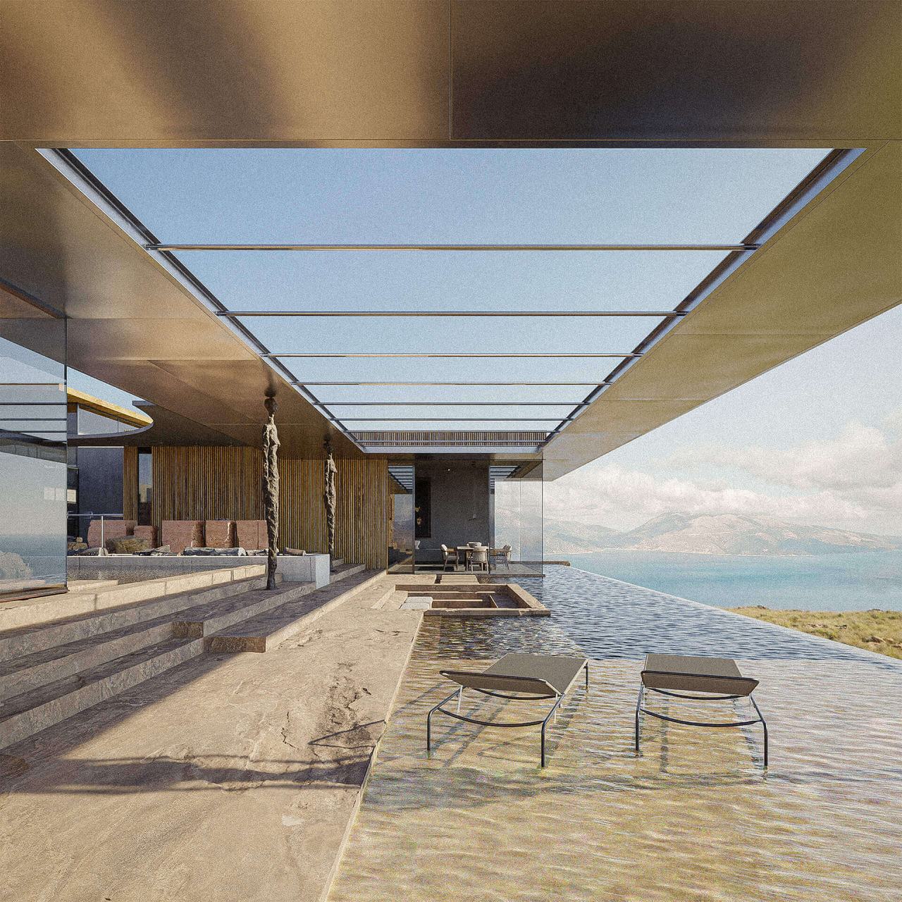 An Intermediate 3D Render for a Pool Area