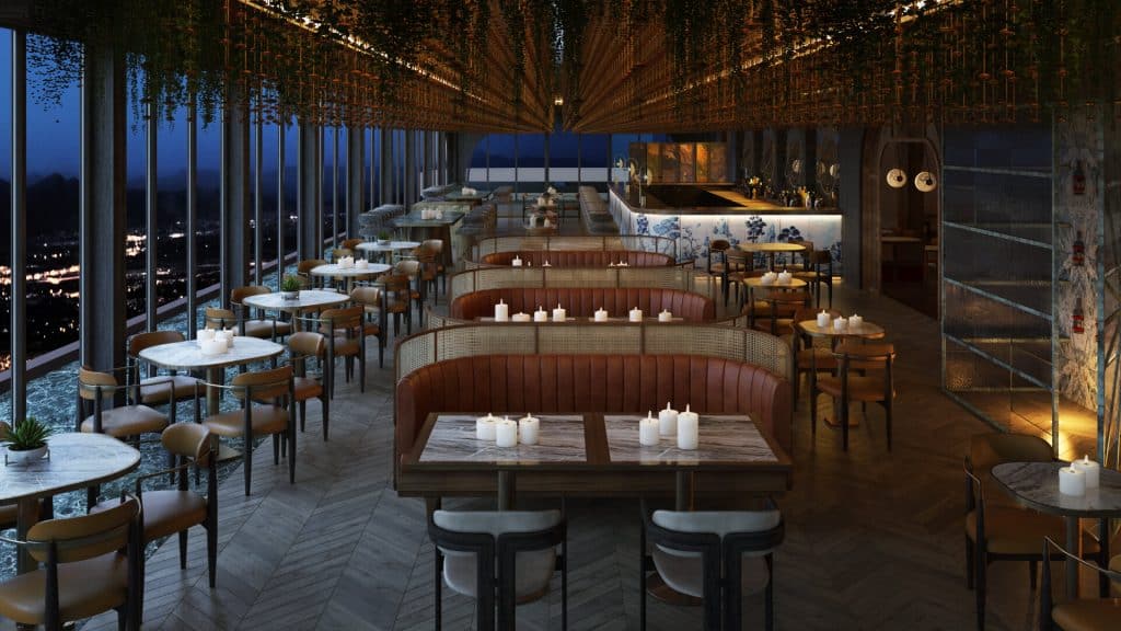 A CG Image of a Restaurant before the Post-production