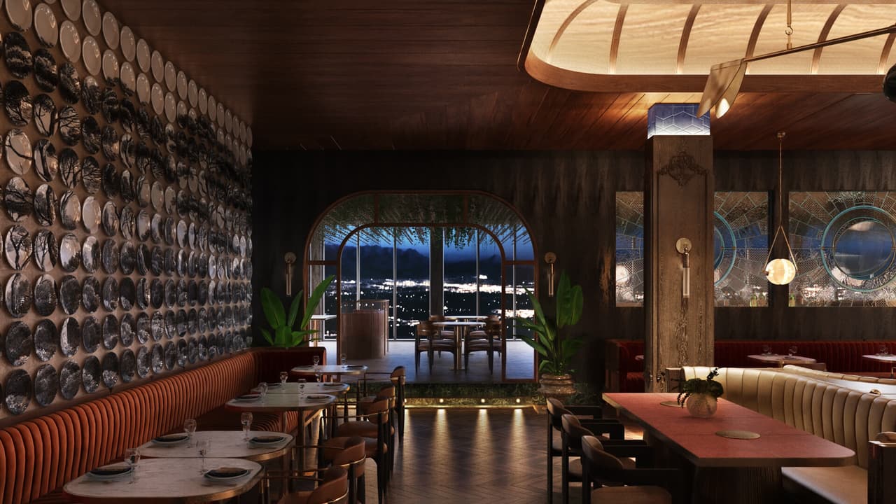 Restaurant 3D Rendering Intermediate Results