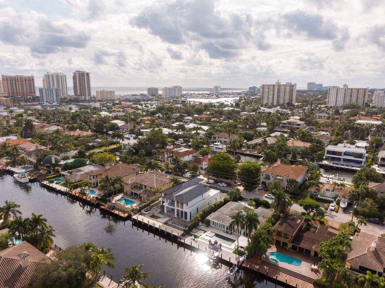 An Aerial View of an Oceanside Neighborhood