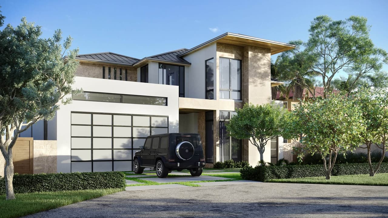 3D rendering for real estate — front view luxury home Florida