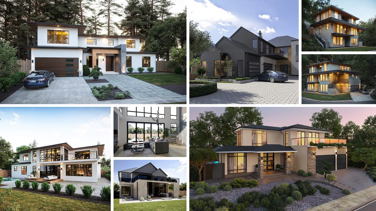 Professional exterior rendering — California residences CGI