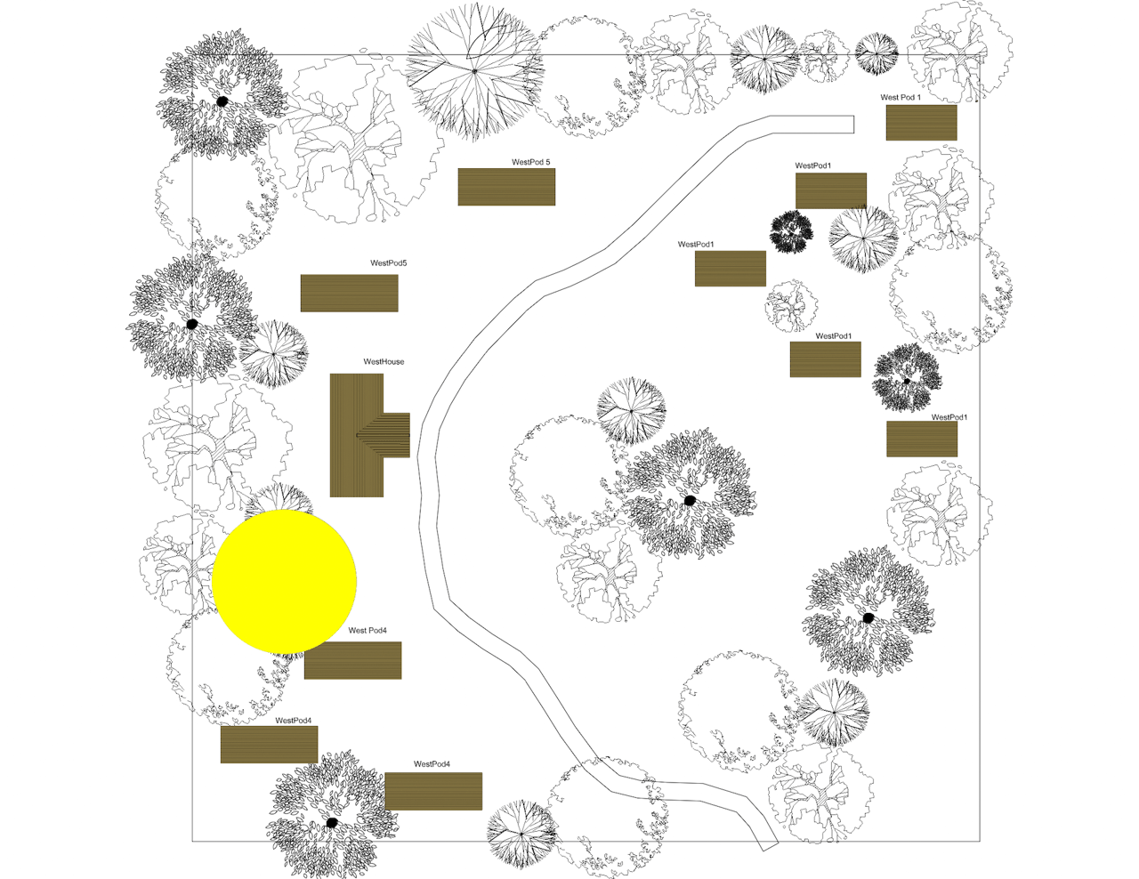 2D Site Plan Indicating the Pod for Exterior CG Visualization