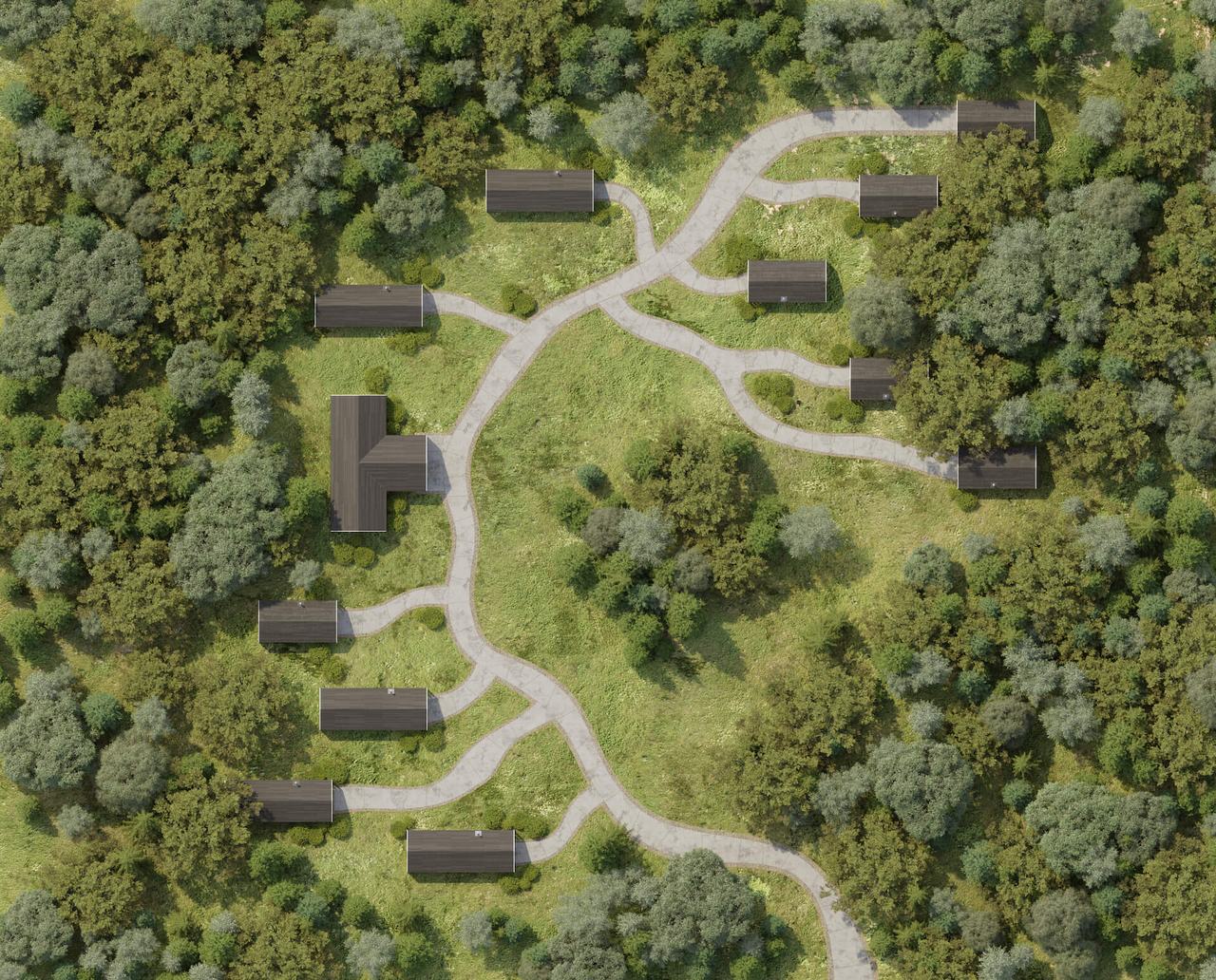 3D Master Site Layout Showing a Pod Community