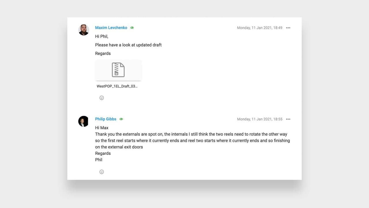 Screenshot Showing Project Communication Between Team and Client