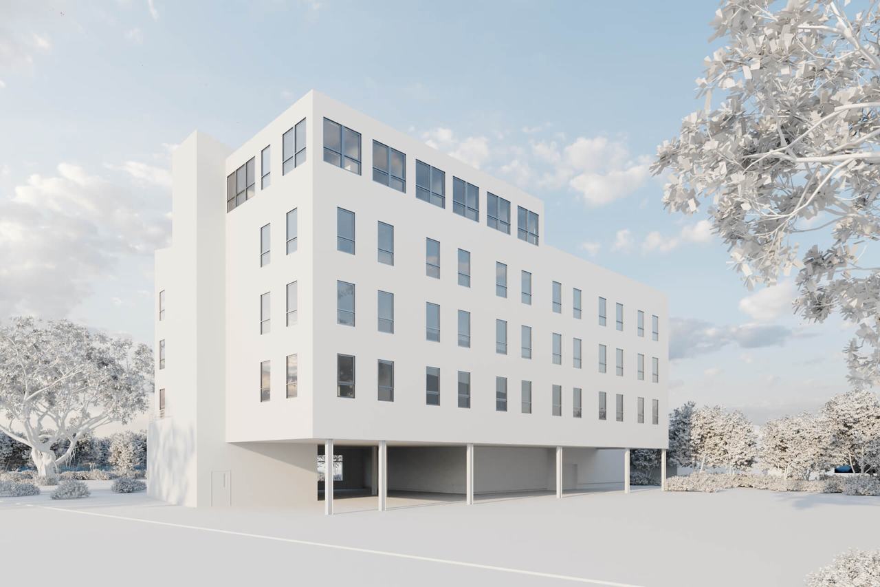 Exterior Rendering in Greyscale