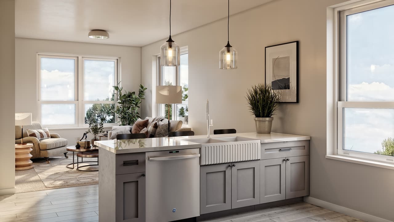 Interior 3D Rendering of a Kitchen