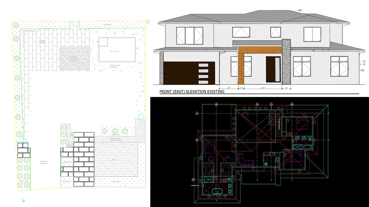 Exterior rendering references — construction drawings dwg