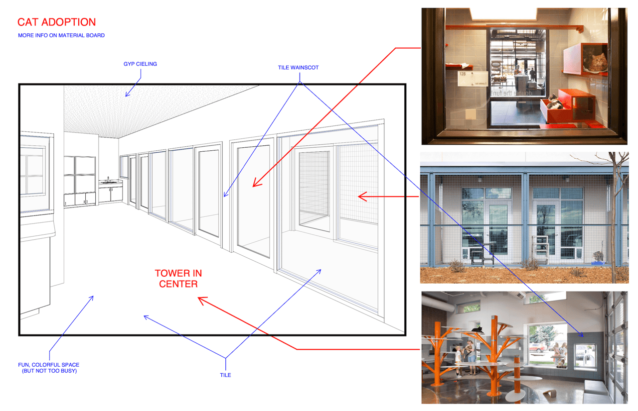 Visual References for 3D Visualization of a Cat Adoption Area