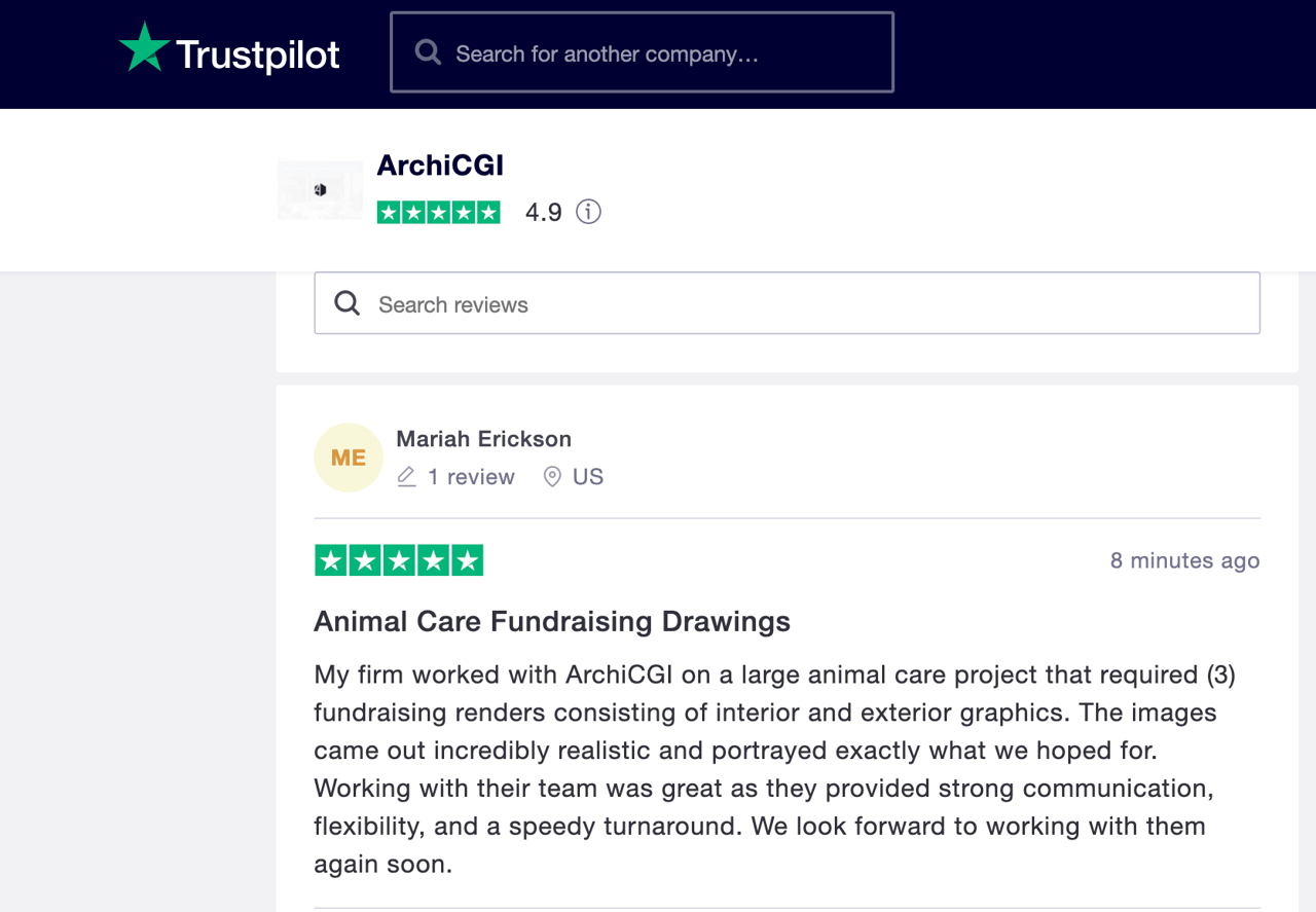 Client’s Review of ArchiCGI’s Work on a 3D Building Rendering Project