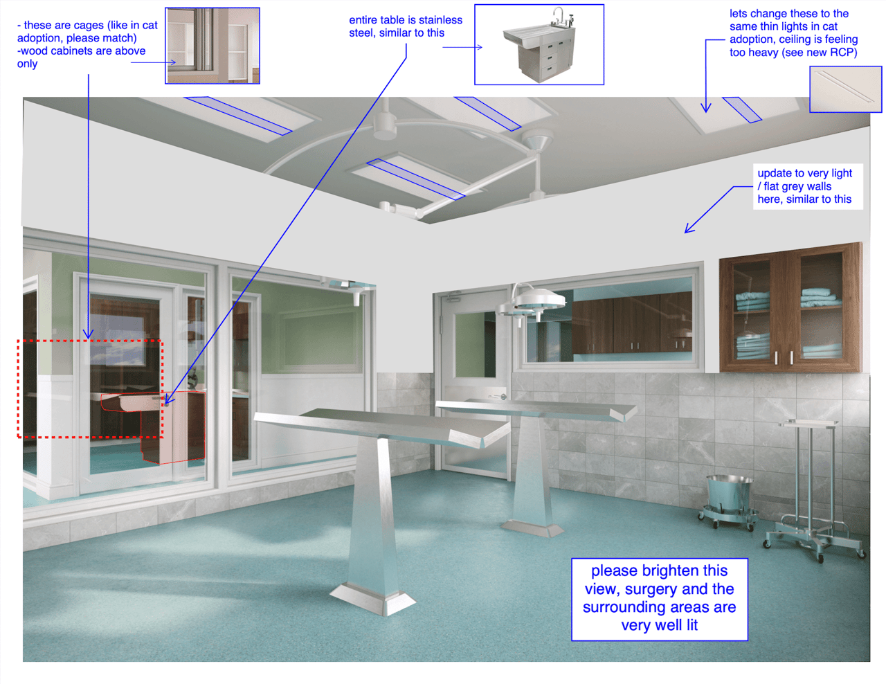 Notes in the Second Round of Revision of Surgery Suite Rendering