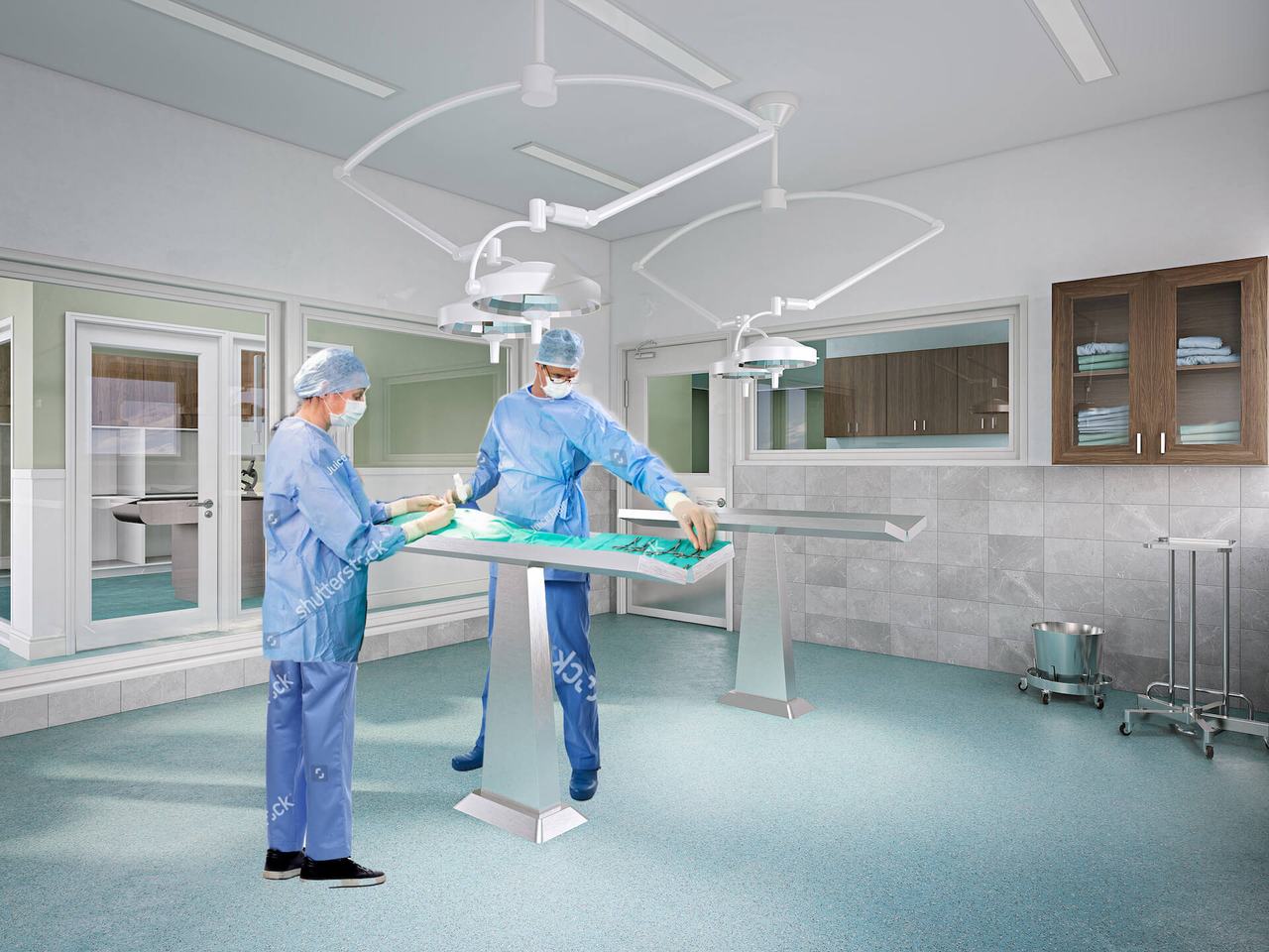 First Draft of Surgery Room Rendering with Post-Production