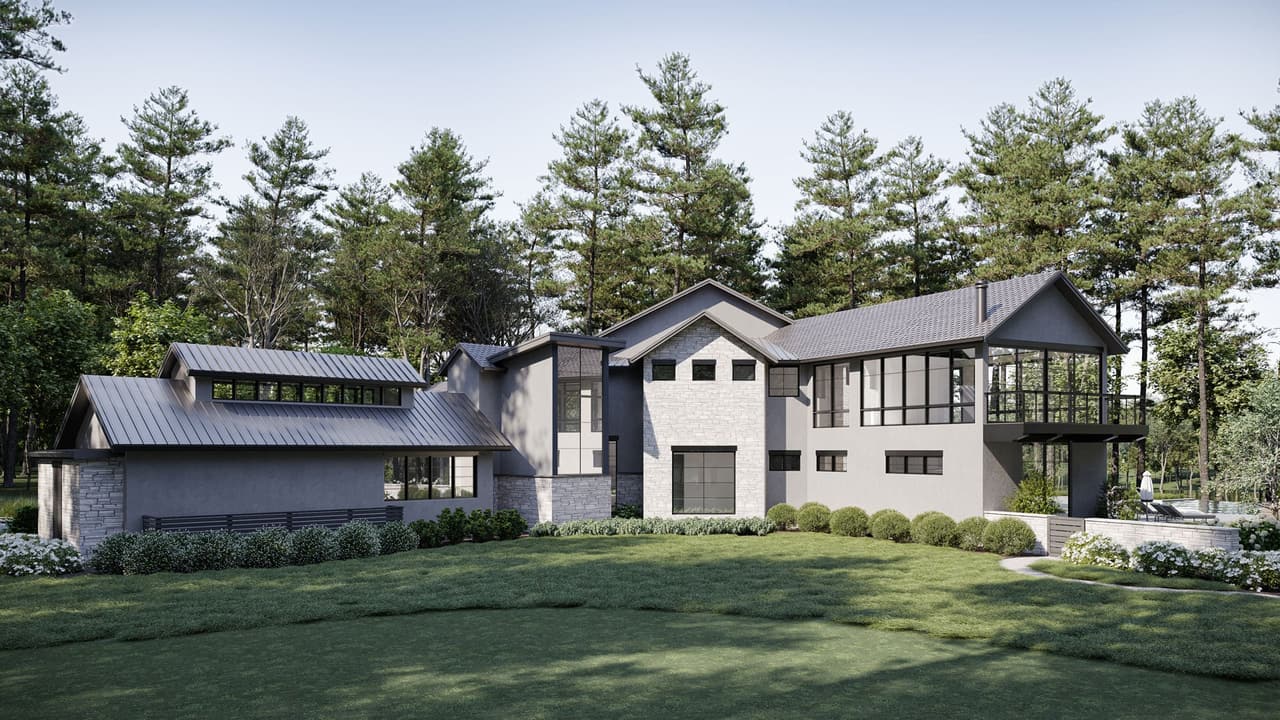 Exterior Renderings for a House in Georgia: the Lawn View