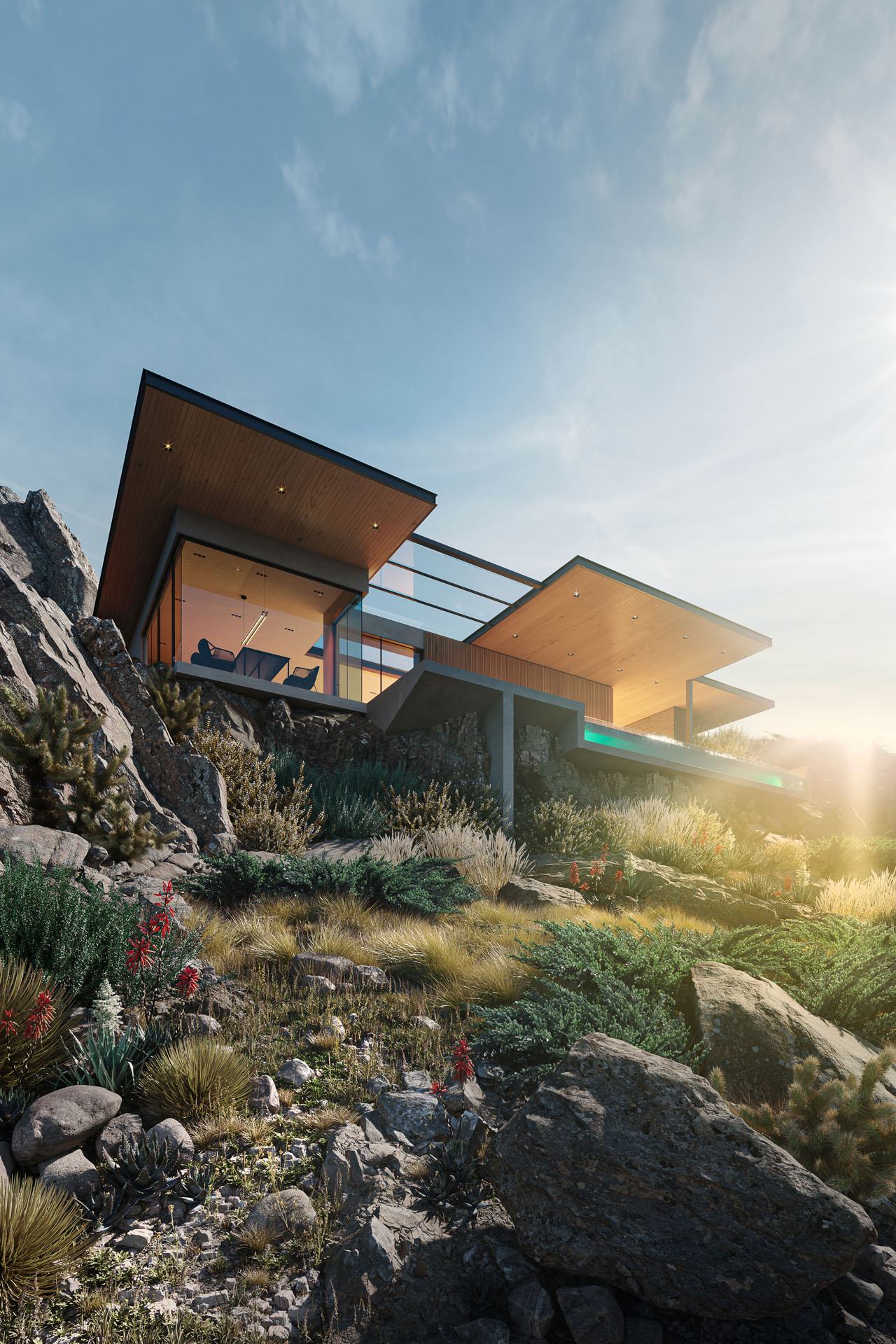 Los Angeles 3D rendering — contemporary modern residence CGI