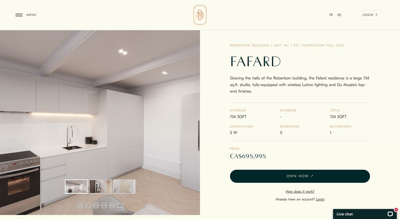 Real estate listing page showing a Fafard 3D virtual tour