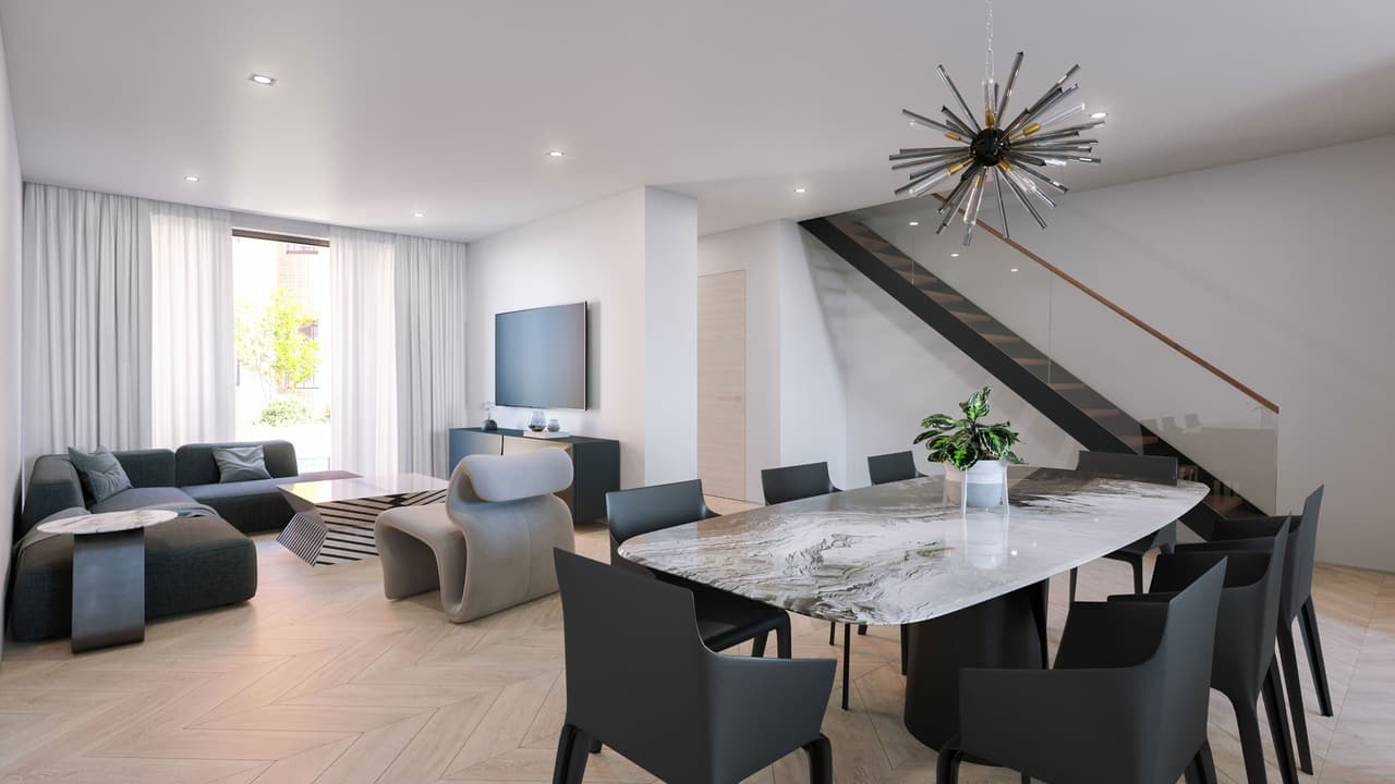 3D Living Room Render for a Real Estate Project in Montreal