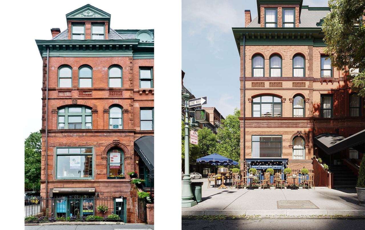 Restaurant interior rendering vs photo — Lavitta's Creole NYC