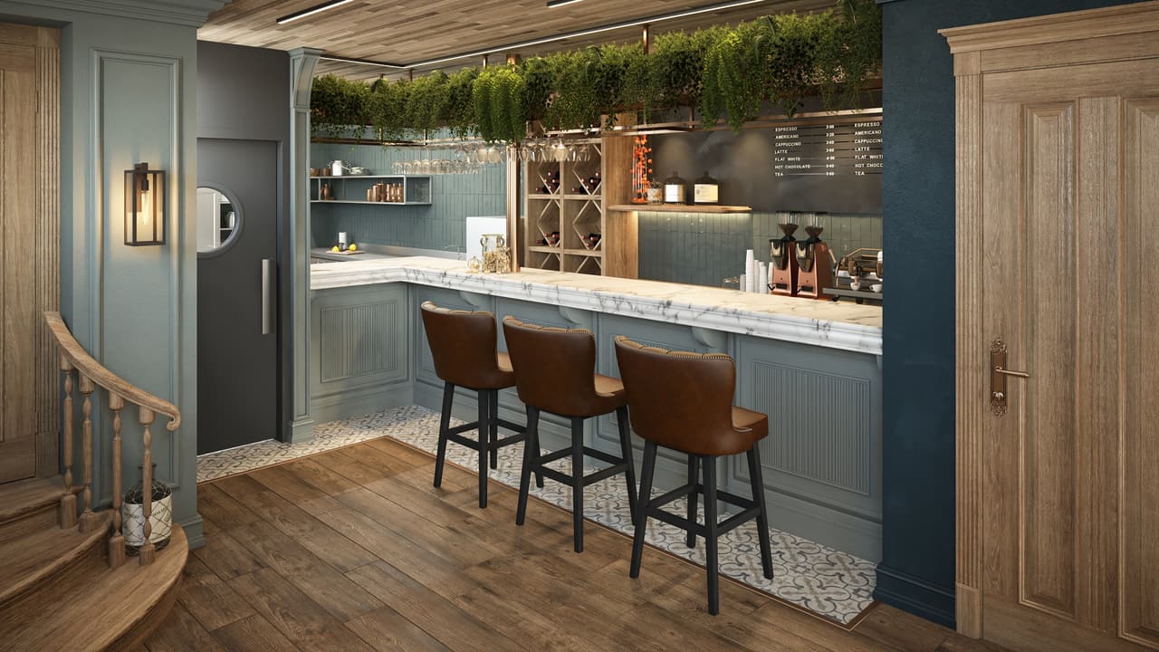 3D Render of a Bar Area in a Restaurant
