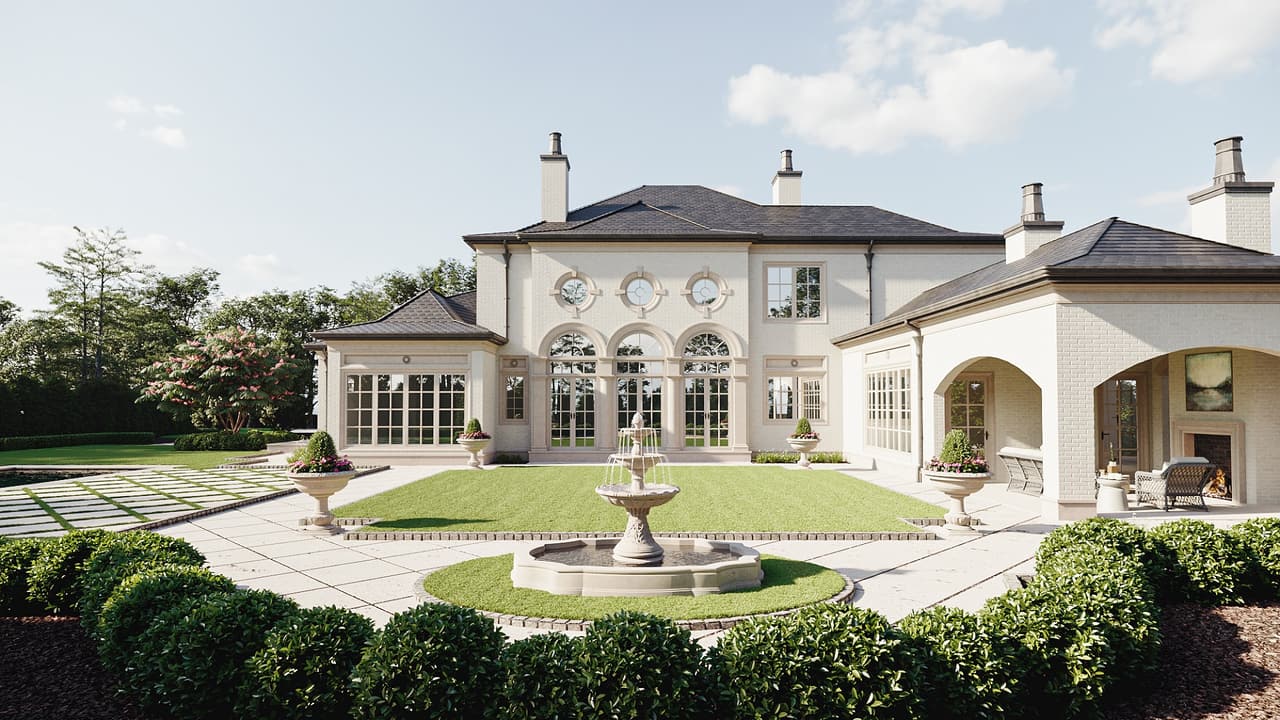 3D Visualization of an Estate with a Garden